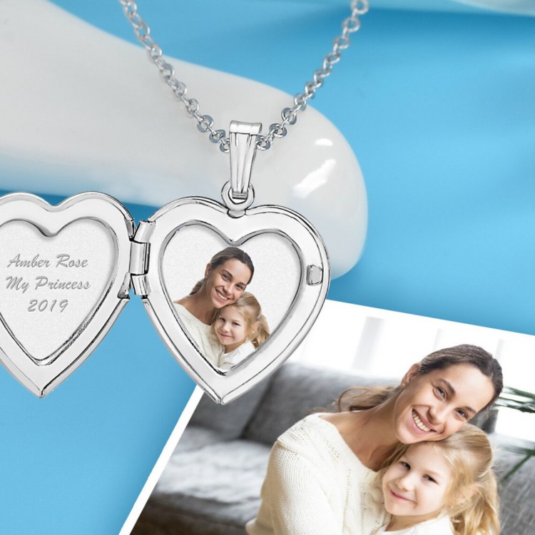 Сребърно колие Heart Photo Locket - 8-ми март