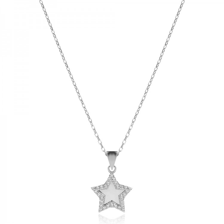 Сребърно колие Polished Star - Колиета