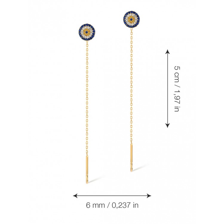 Златни обеци Синьо око - Обеци